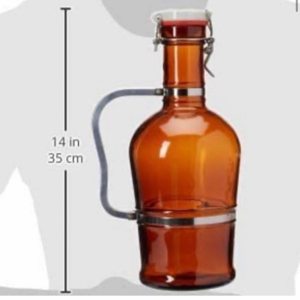 Growler 2 Liter Growler with Metal Handle-Amber